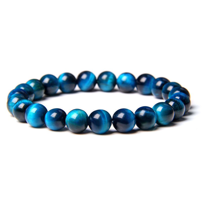 Pulsera elástica de ojo de tigre verde natural con cuentas