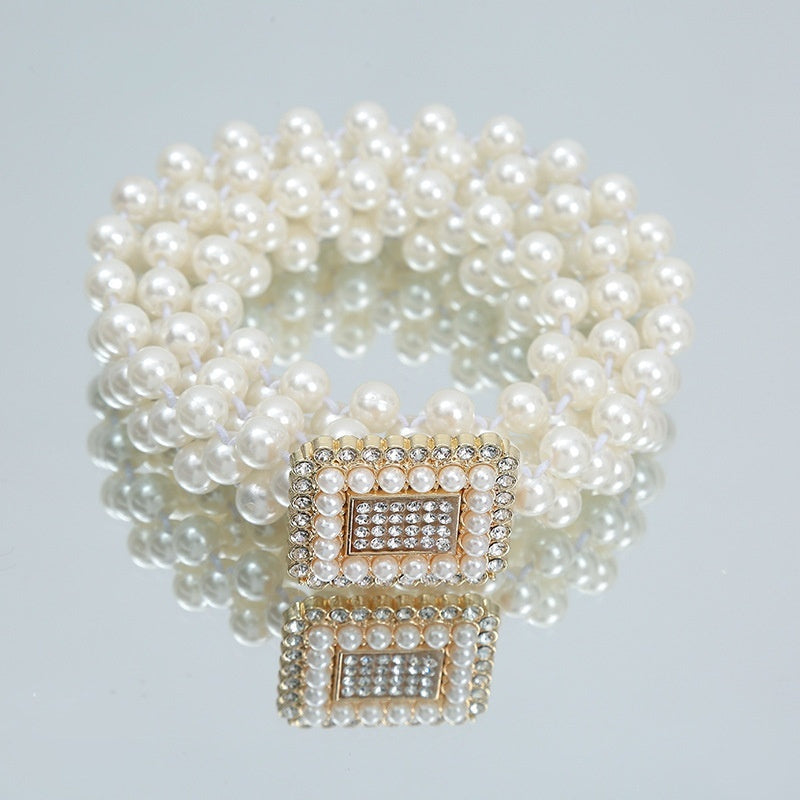 Joyería de moda para mujer, cadena de cintura con perlas blancas