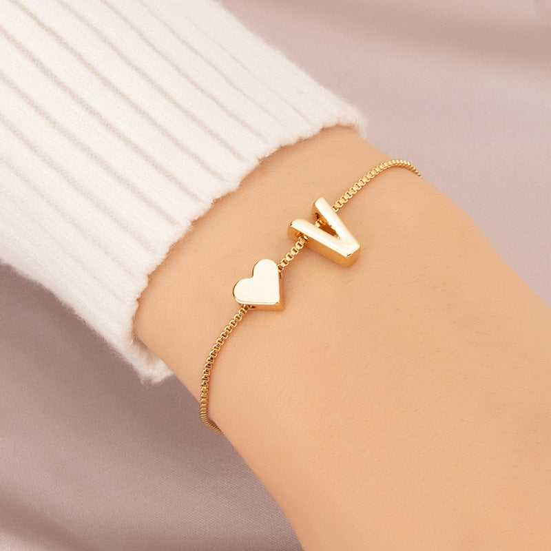 Bracelet Heart-shaped English Letters