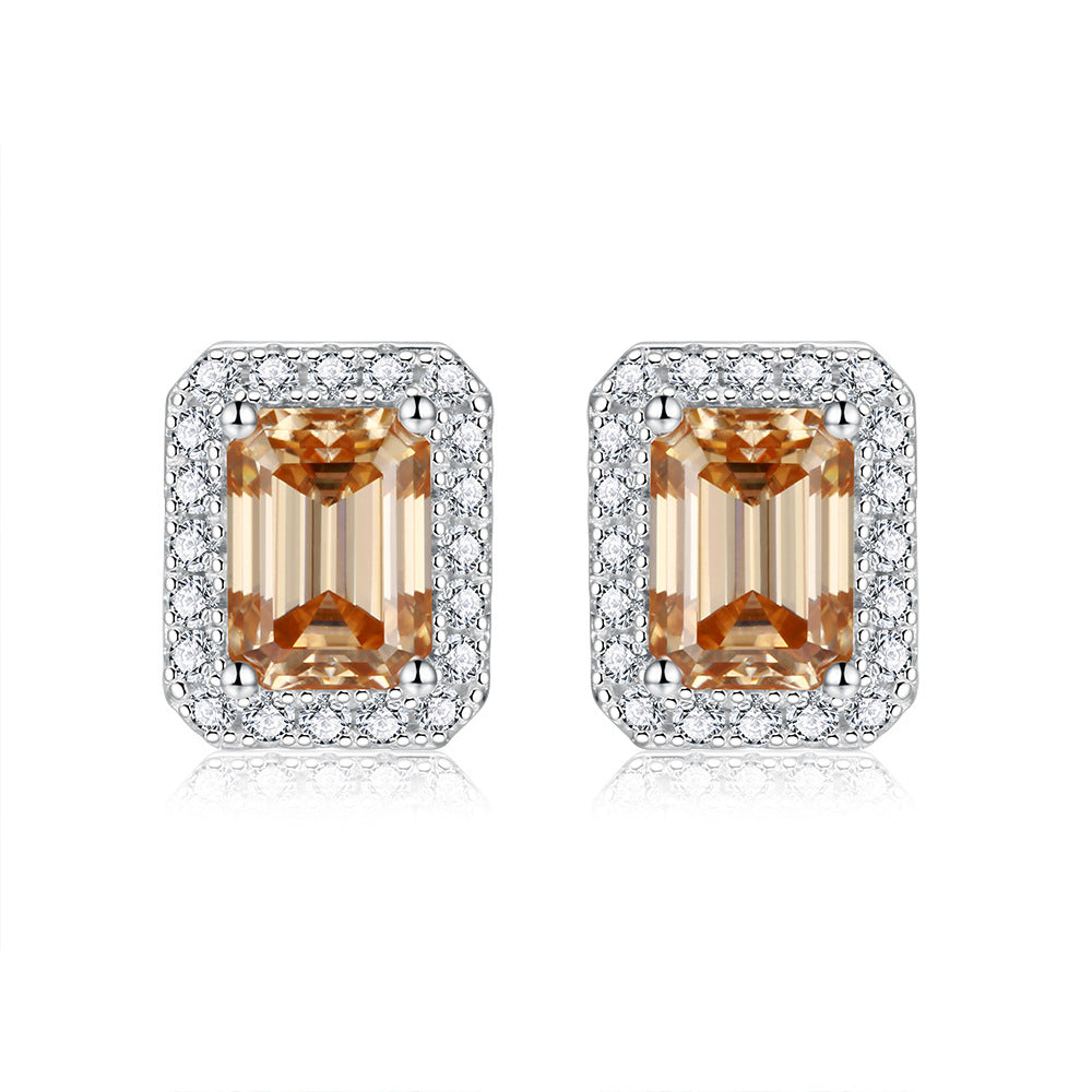 Pendientes de moissanita con corte esmeralda para mujer