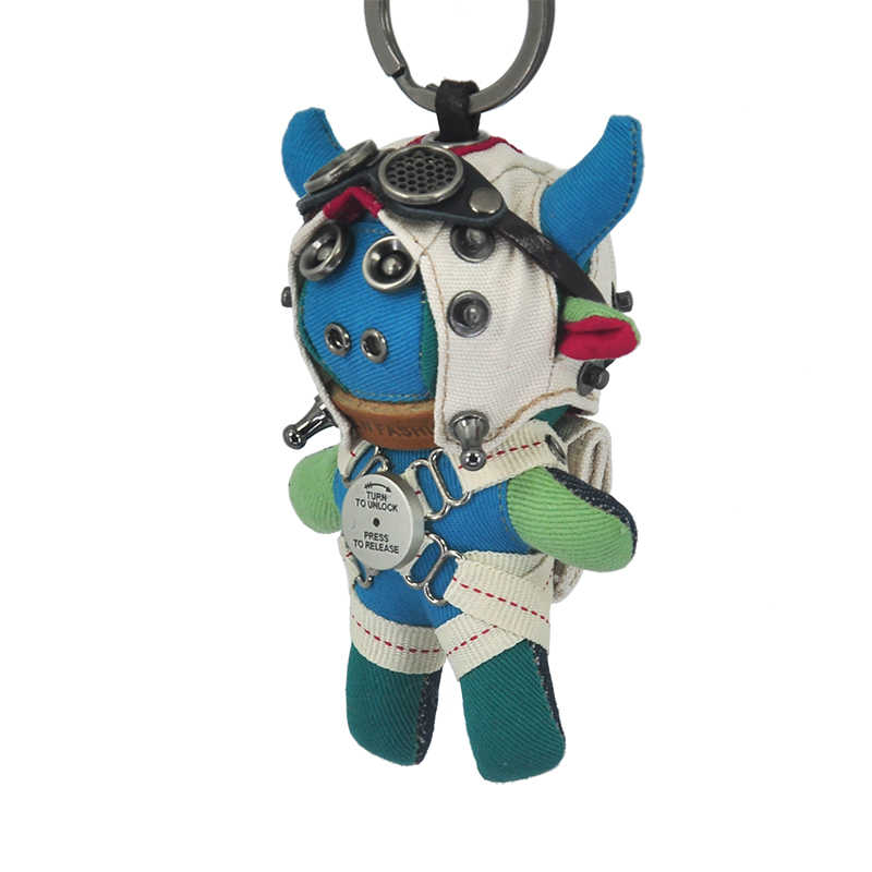 Llavero colgante de piloto de vaca, estilo retro, pequeño y lindo