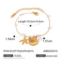 Modeschmuck 18K Gold Edelstahl Perlenkette Sommerurlaub Muschel Seestern Anhänger Armband