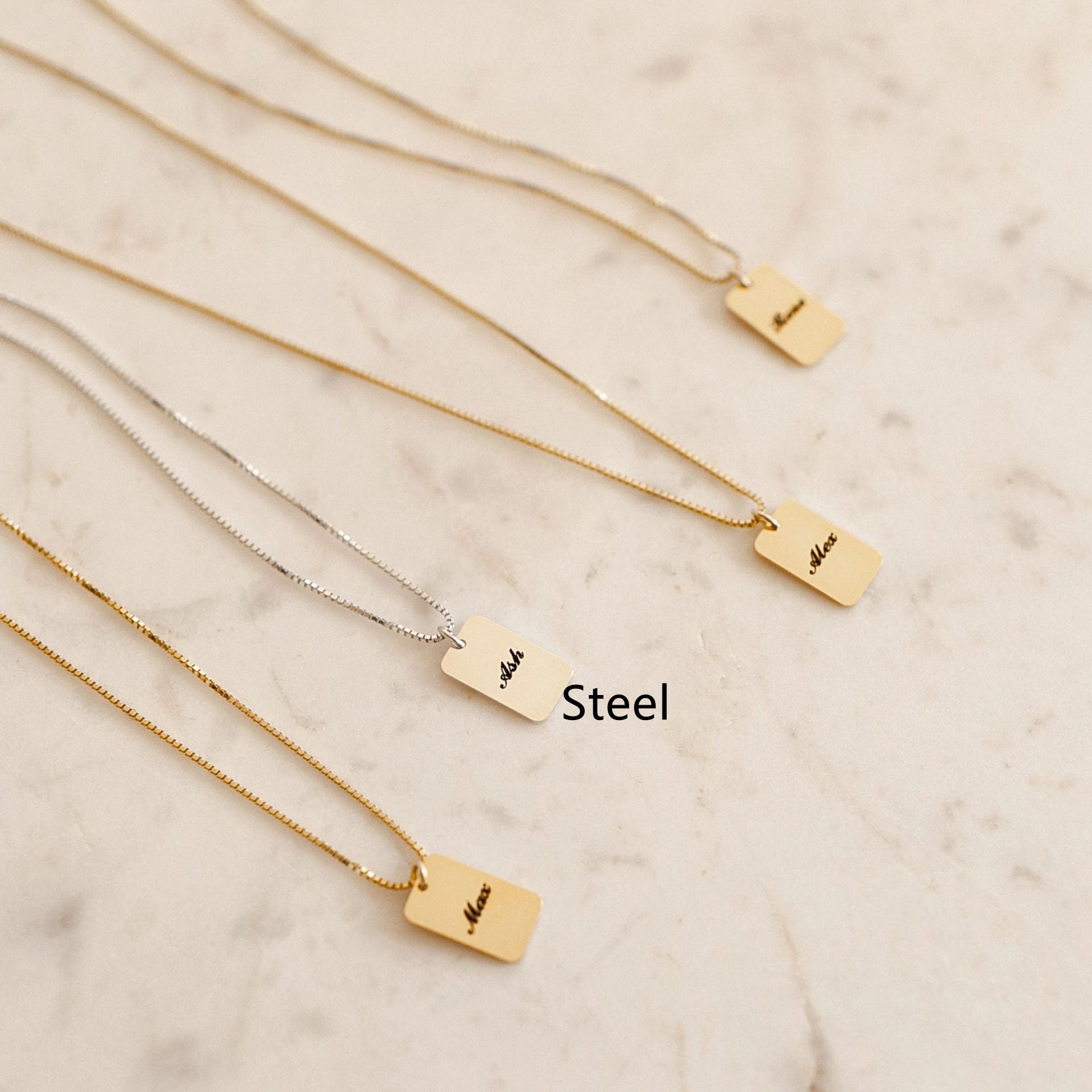 DIY Personalized Name Square Box Chain Necklace