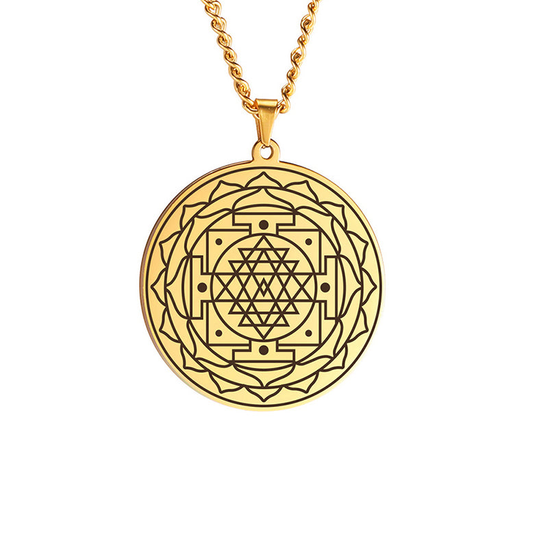 Mandala Blume Anhänger Halskette Edelstahl Heilige Geometrie Halsketten