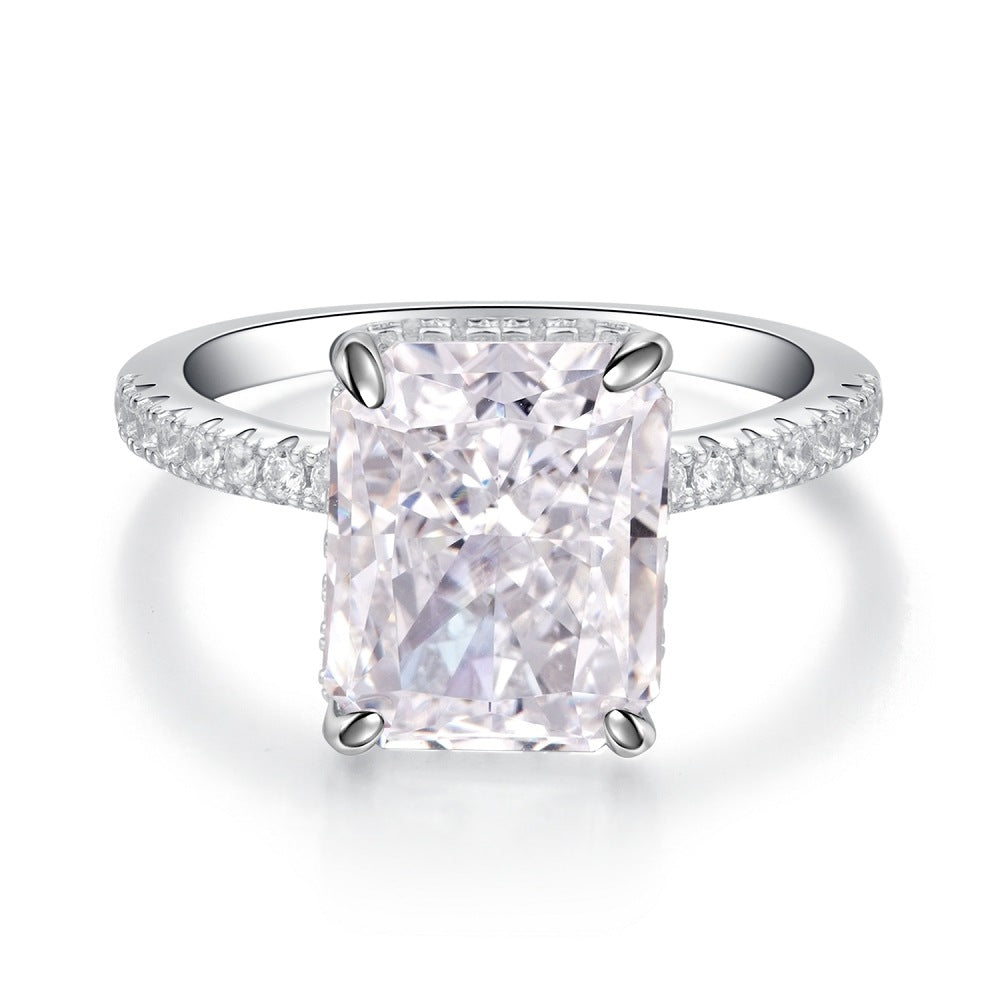 S925 Sterling Silberring Damen High Carbon Diamant