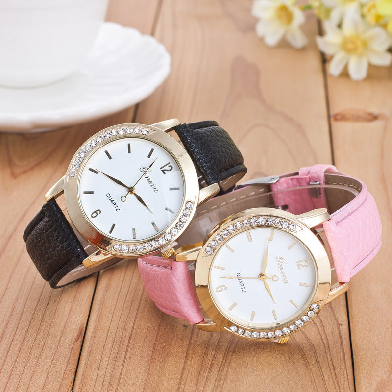 Reloj de cuarzo de diamantes Geneva para mujer