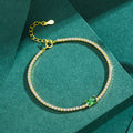 S925 Silver Light Luxury Bright Artificial Diamond Green Zirconium Bracelet
