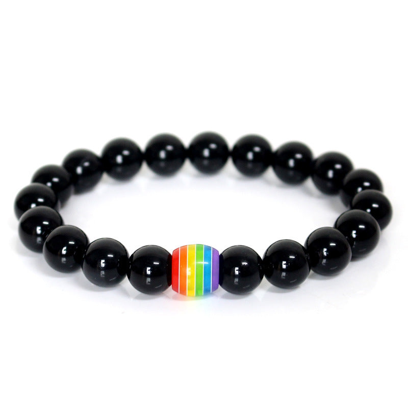 Regenbogen Perlenarmband Stolz Naturstein Strang Paar Armbänder