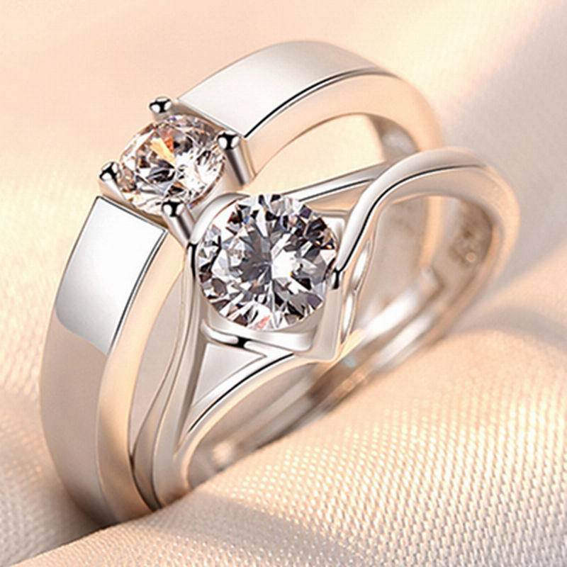 Anillos de apertura Simulación de boda Anillo de diamante