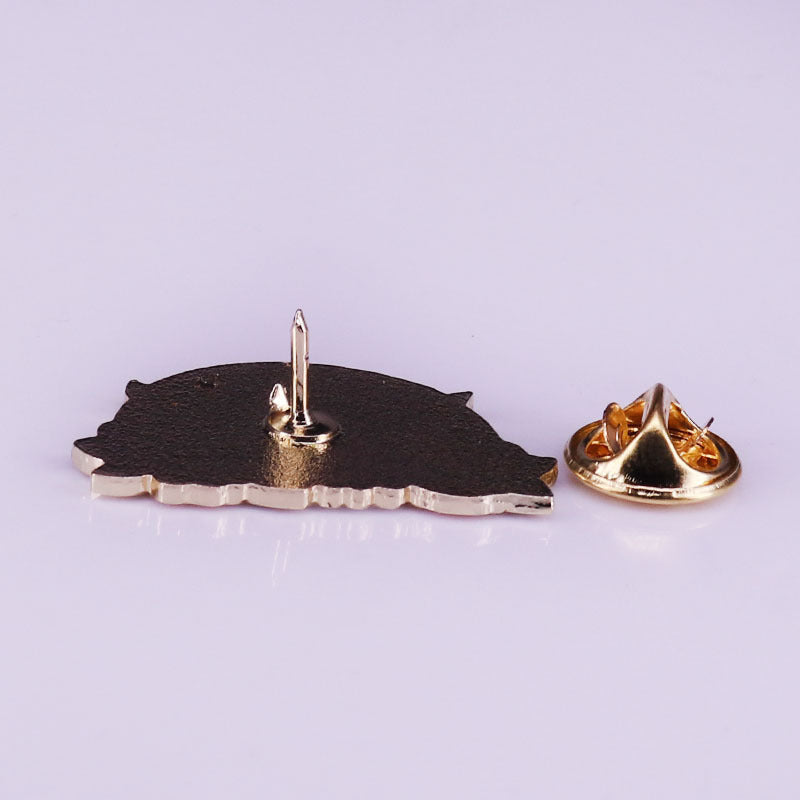 Broche de flor calavera, insignia de metal gótico