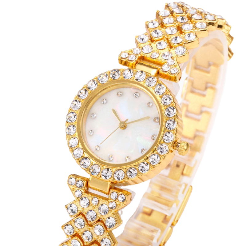 Reloj de cuarzo sencillo de aleación con diamantes para mujer