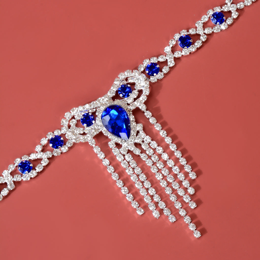 Mode Modestil Quaste Blau Strass Fußkettchen