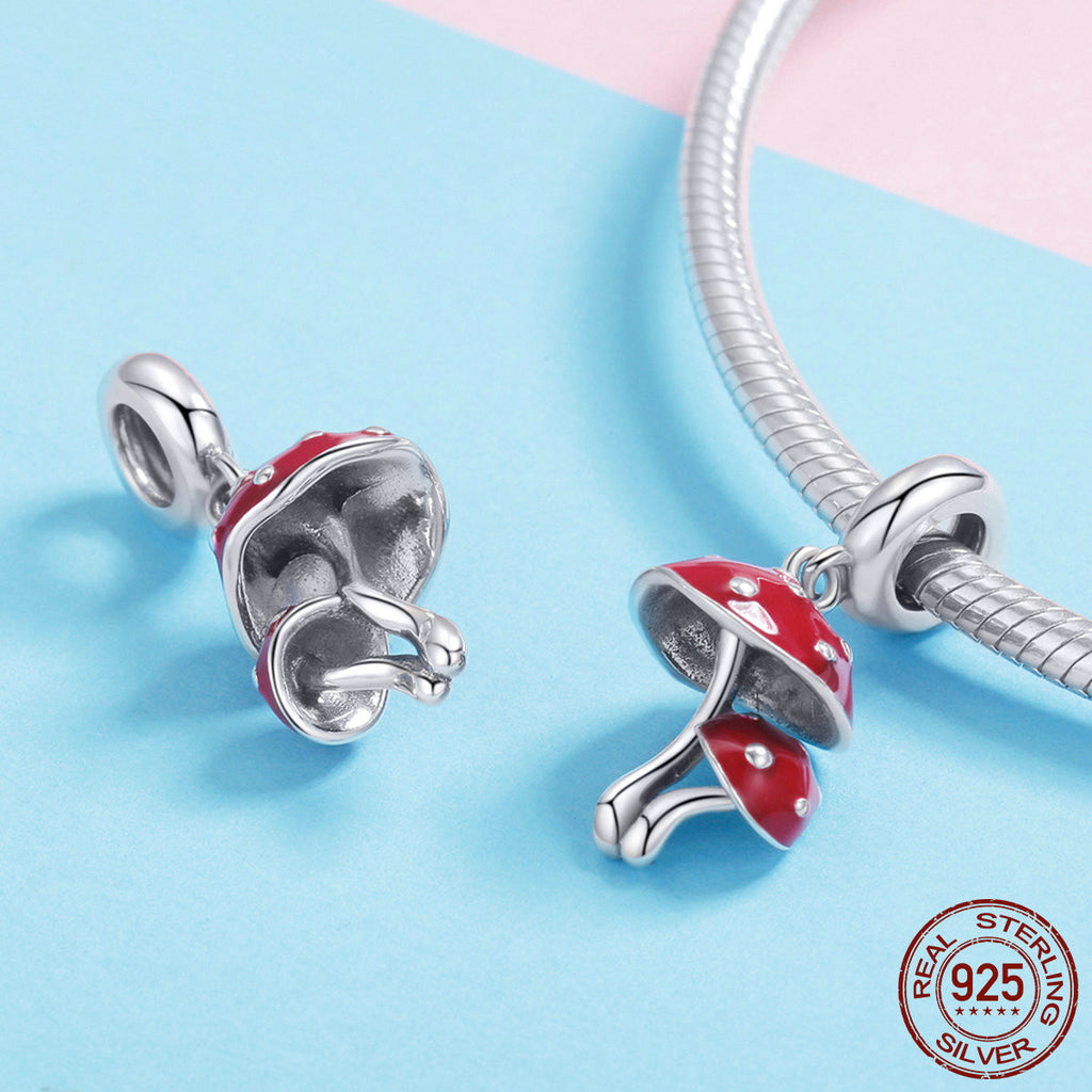 Schmuck Pilz Silber Anhänger Mode DIY