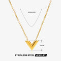 Gold-plated Stainless Steel V-shaped Jewelry Set