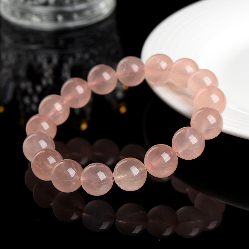 Pulsera de cuentas redondas de caballo color pomelo, grado 7A natural, hidratante corporal
