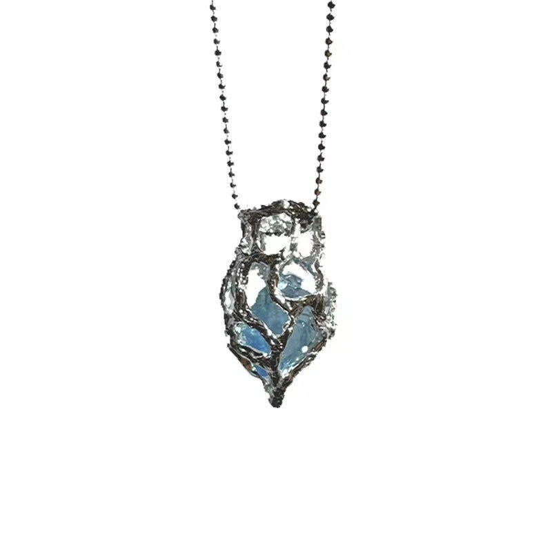 Collar Corazón de Hielo Azul para Mujer