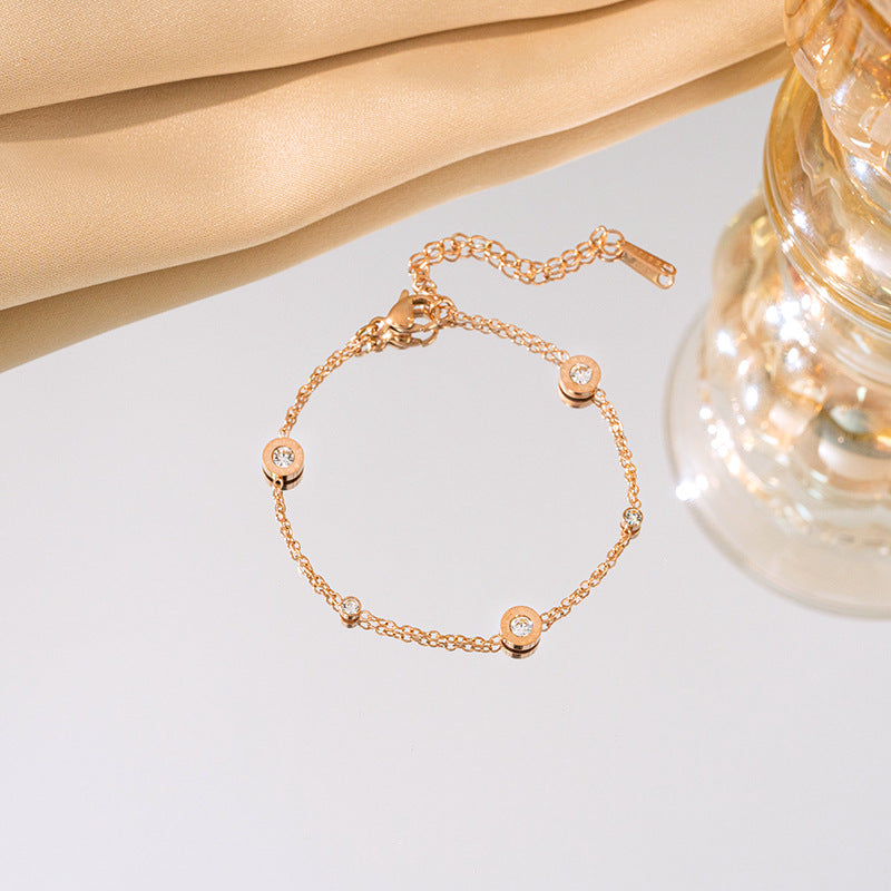 Simple Digital Titanium Steel Bracelet For Women