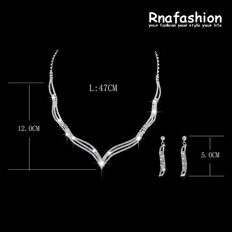Brautschmuck Halskette zweiteiliges Set mit Strasssteinen