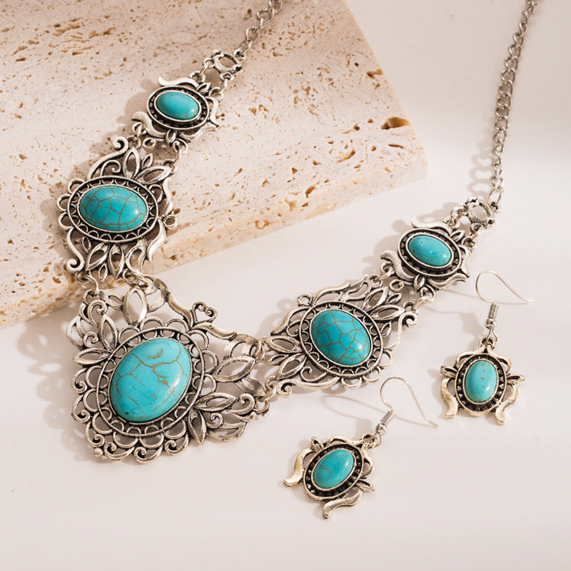 Legierung High-End Temperament Ohrring-Halsketten-Set