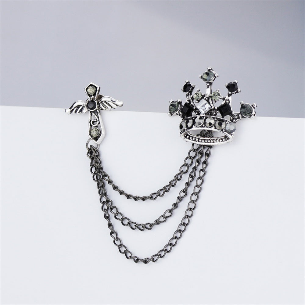 Broche con borla de calavera creativa, alfiler de cuello personalizado para ropa