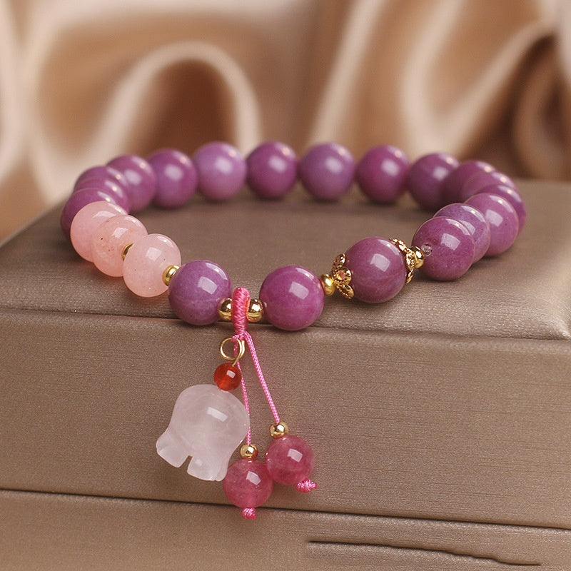 Pulsera de cuentas de ábaco de cristal de jade malva estilo chino