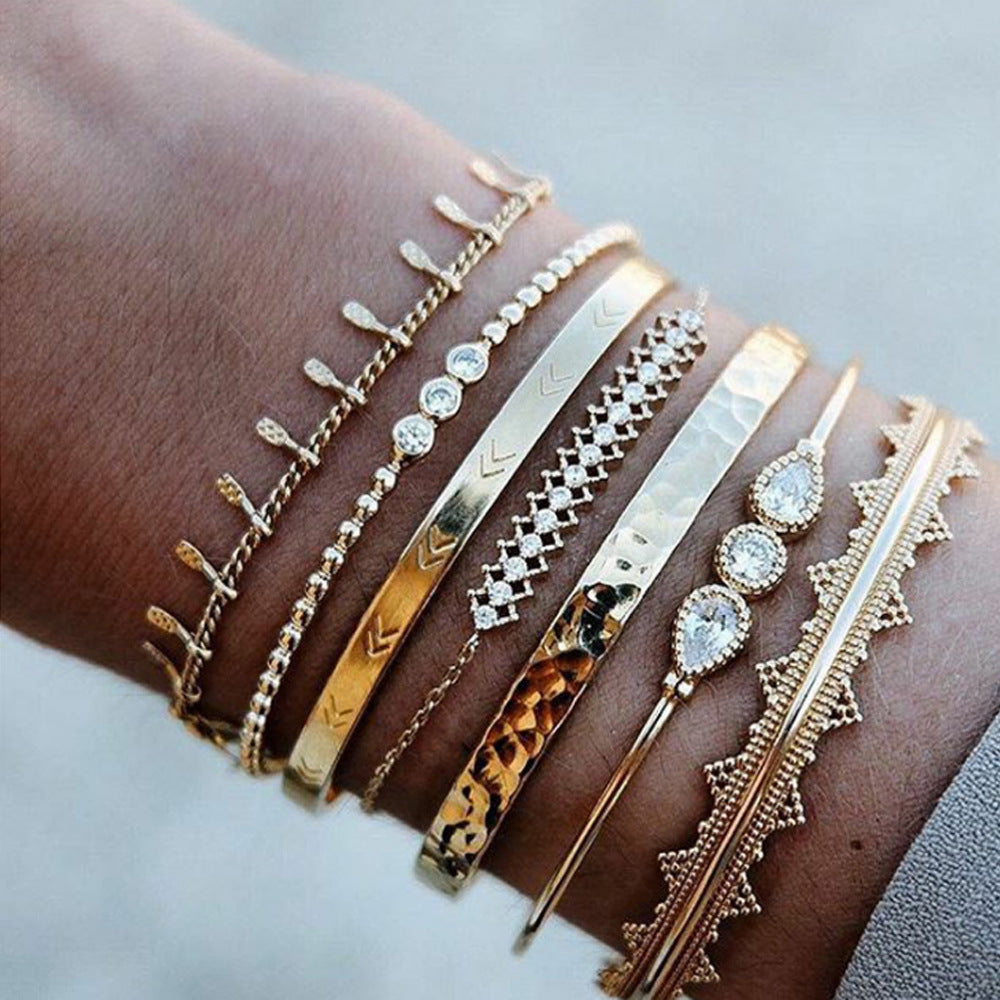 Vollbesetztes Diamantarmband-Set, 7-teilig