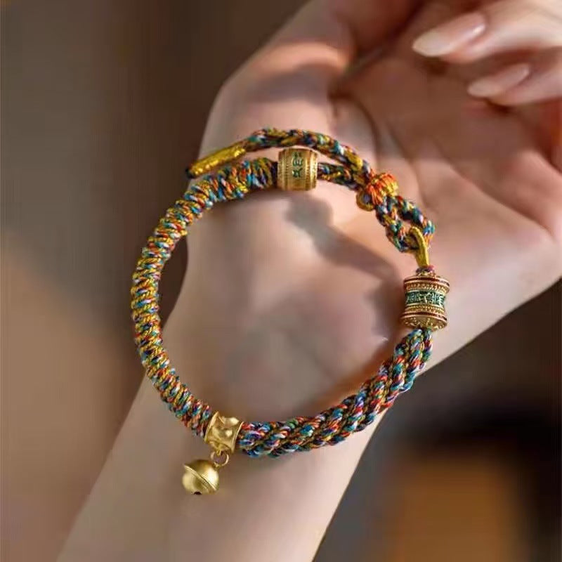Armband im tibetischen Stil mit Sechs-Zeichen-Mantra, handgefertigt, ethnischer Stil