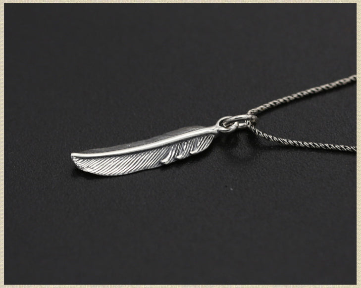 Vintage Thai Silber Adlerflügel Kleiner Federanhänger