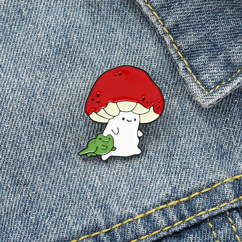 Mini rote Pilz Brosche Legierung Farbe Frosch Anstecknadel Cowboy Abzeichen