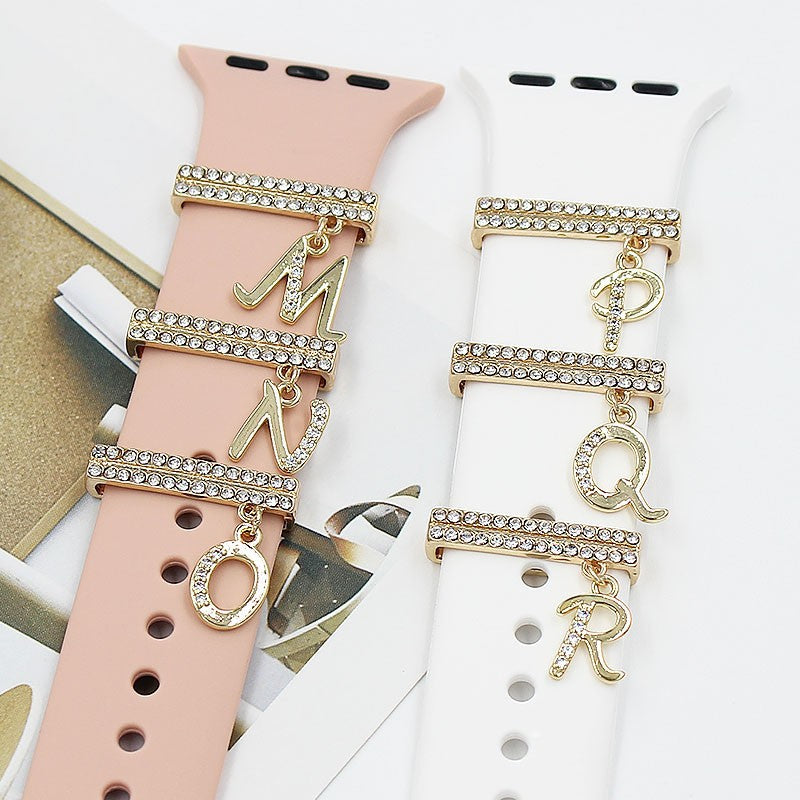 Suitable For Smart Watch Silicone Strap 38mm42mm Letter Decoration Ring
