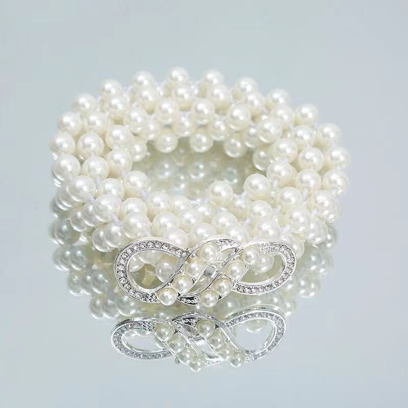 Joyería de moda para mujer, cadena de cintura con perlas blancas