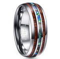 Nuncad polierter 8MM Herrenring aus hawaiianischem Koaholz, echte Größe, Eheringe, Blau-Vermiculit