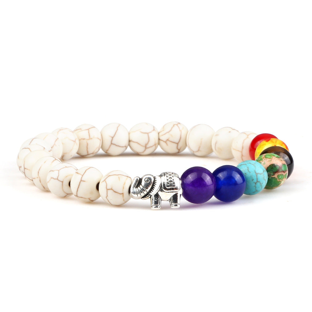 Colorful Rainbow Elephant Beads Bracelet