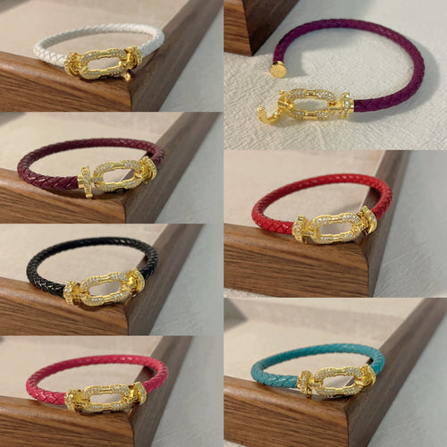 18K Gold Copper Micro-inlaid Vachette Clasp Red Rope Bracelet