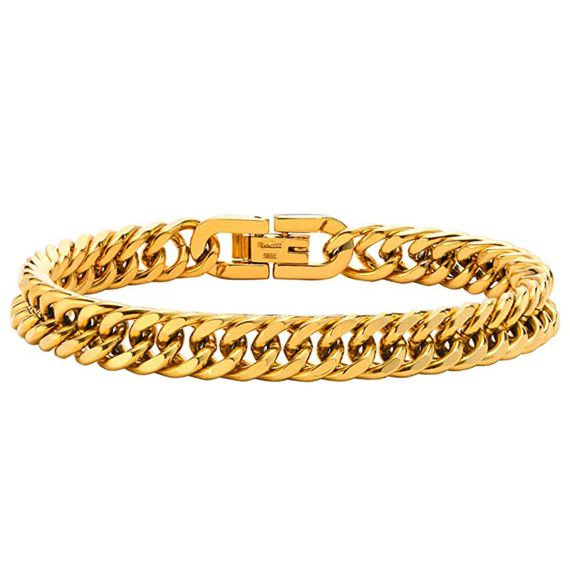 Stainless Steel Four-side Grinding Punk Hip Hop Domineering Personalized Men's Bracelet