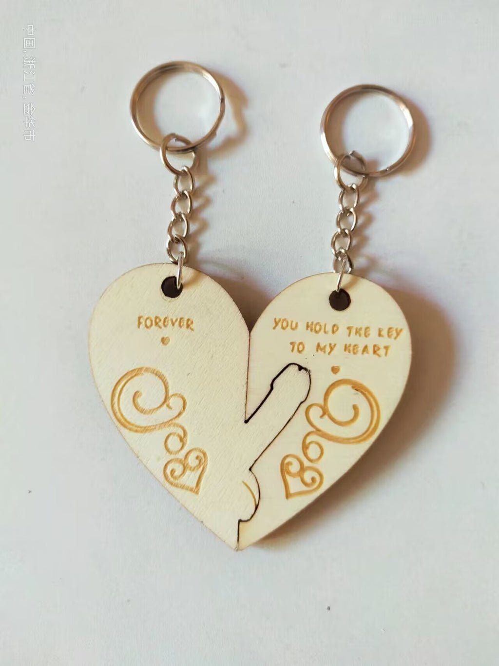 Llavero de pareja de madera creativa grabado