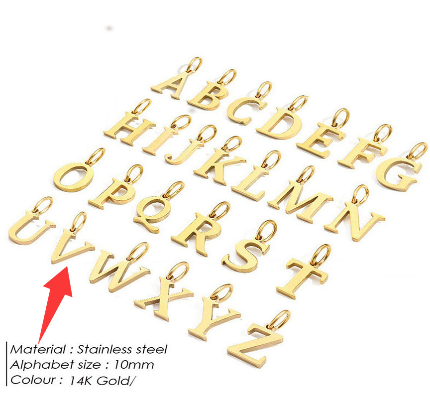 26-letter Hanging Stainless Steel Letter Necklace