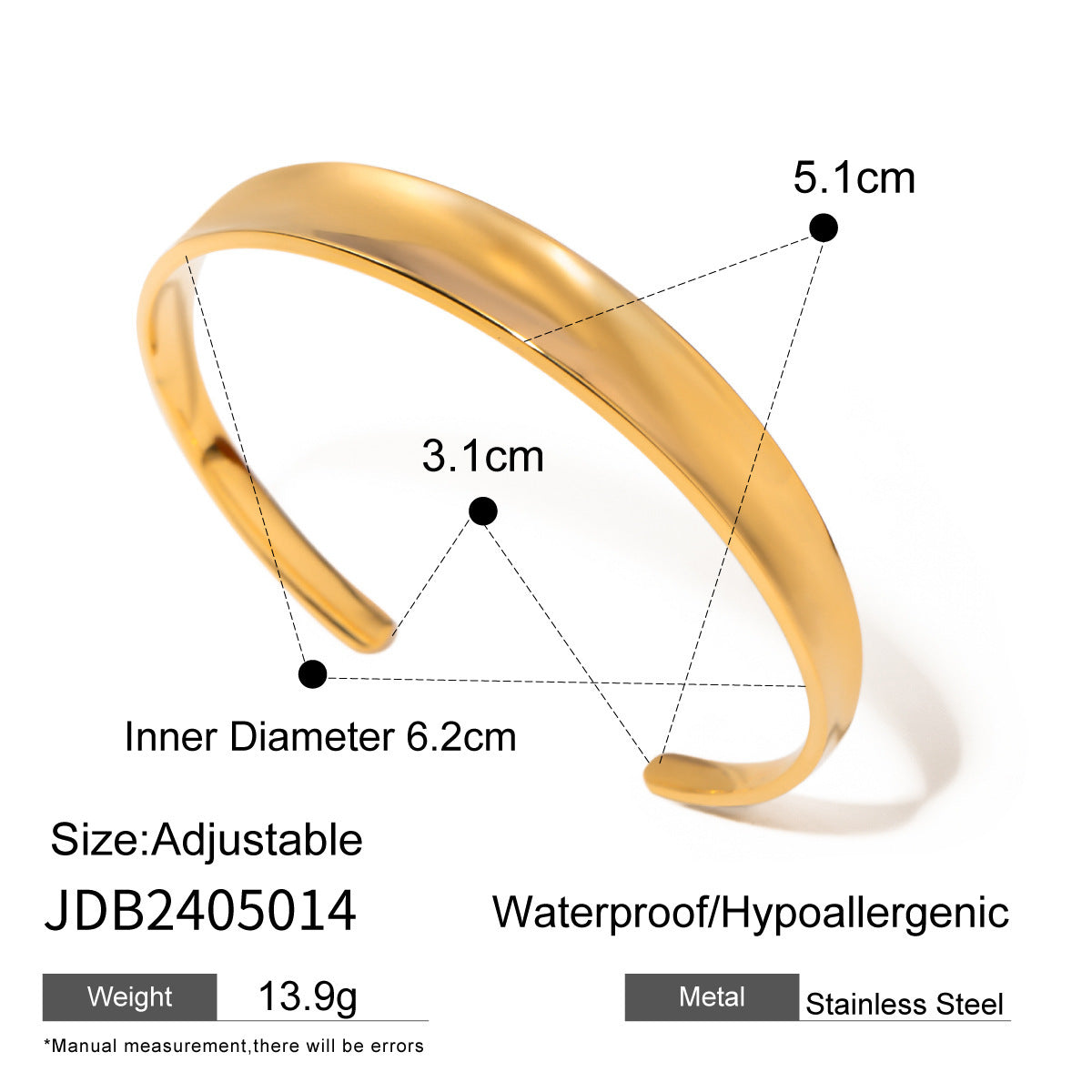 European And American Stainless Steel Exaggerated Gold Bracelet