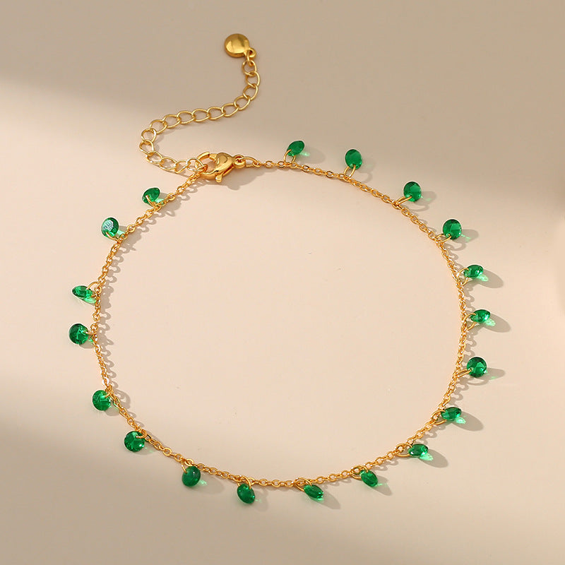 Tobillera de latón chapada en oro de 18K ajustable
