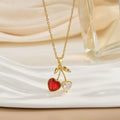 Collar de cerezas para mujer, no se decolora, colgante de alta gama, cadena de clavícula versátil