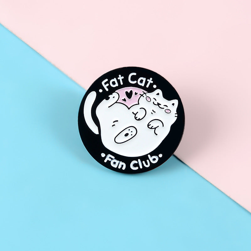 Broche de alfiler de pintura de gato blanco lindo personalizado