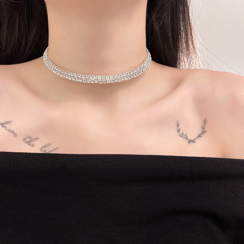 Women's Fashion Simple Double Diamond Necklace