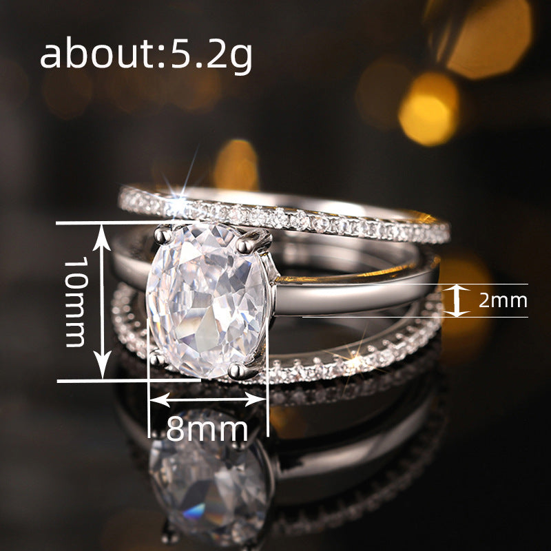 Vier-Krappen-Ring-Set, drei Ringe, oval, für Damen