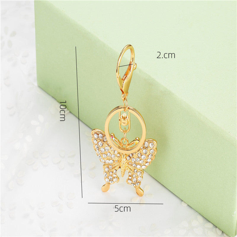 Llavero con colgante de bolso de moda con diamantes
