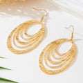 Pendientes largos de acero inoxidable con forma ovalada hueca de 3 capas, elegantes, estilo europeo y americano, de color dorado grande