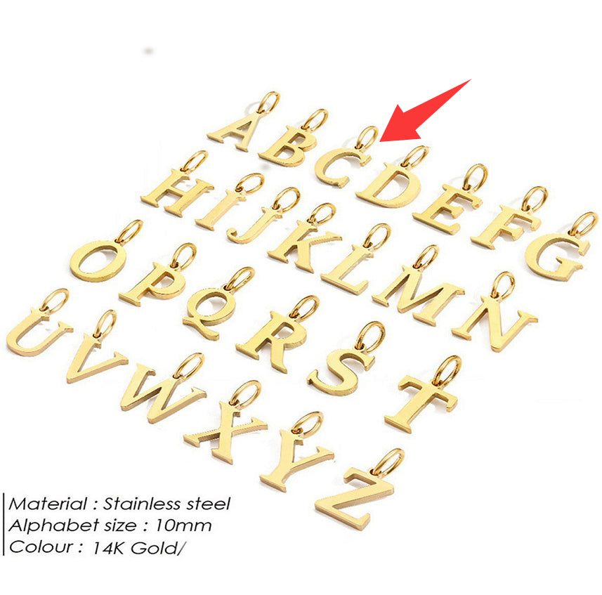 26-letter Hanging Stainless Steel Letter Necklace