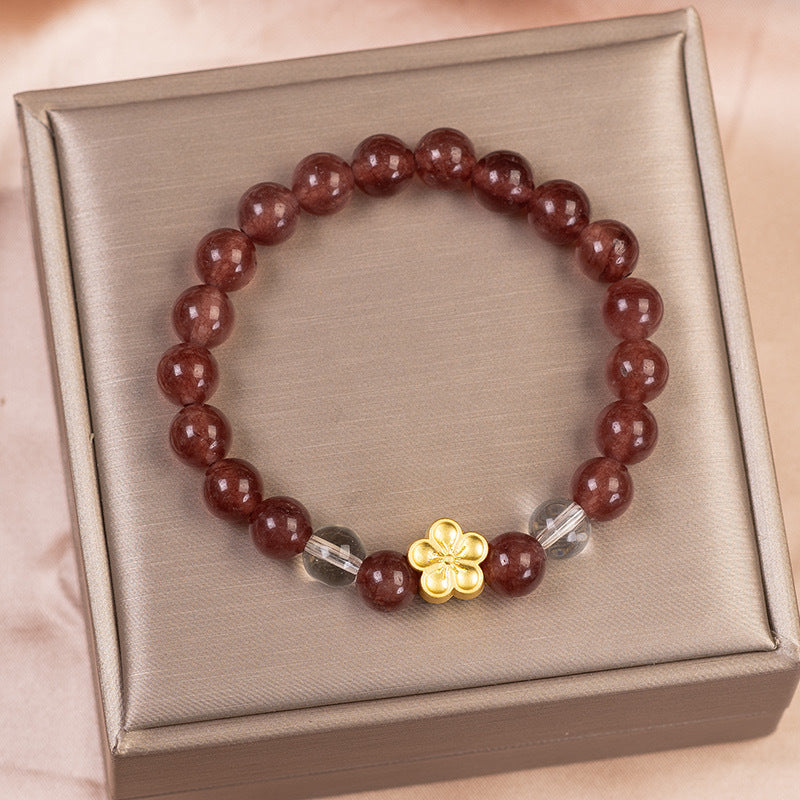 Pigeon Blood Red Grade Strawberry Quartz Design Bracelet Female