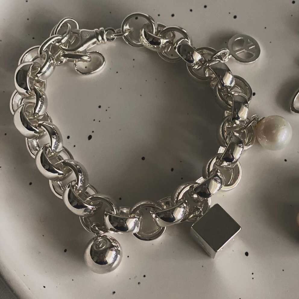 Lovers Wild Commuter Sterling Silber Perle Würfel 8 Ball Armband