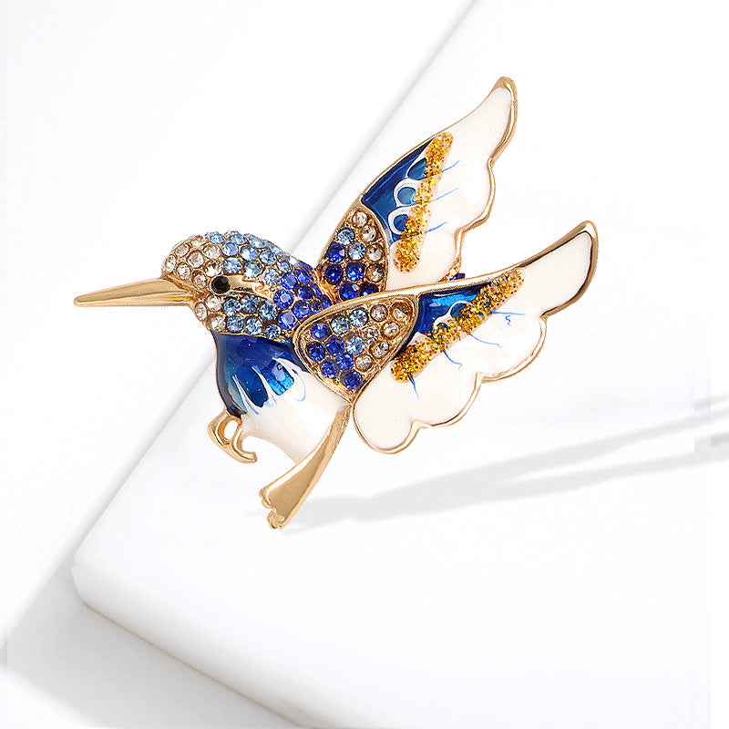 Mode Damen Bunte Kolibri-Emaille-Brosche