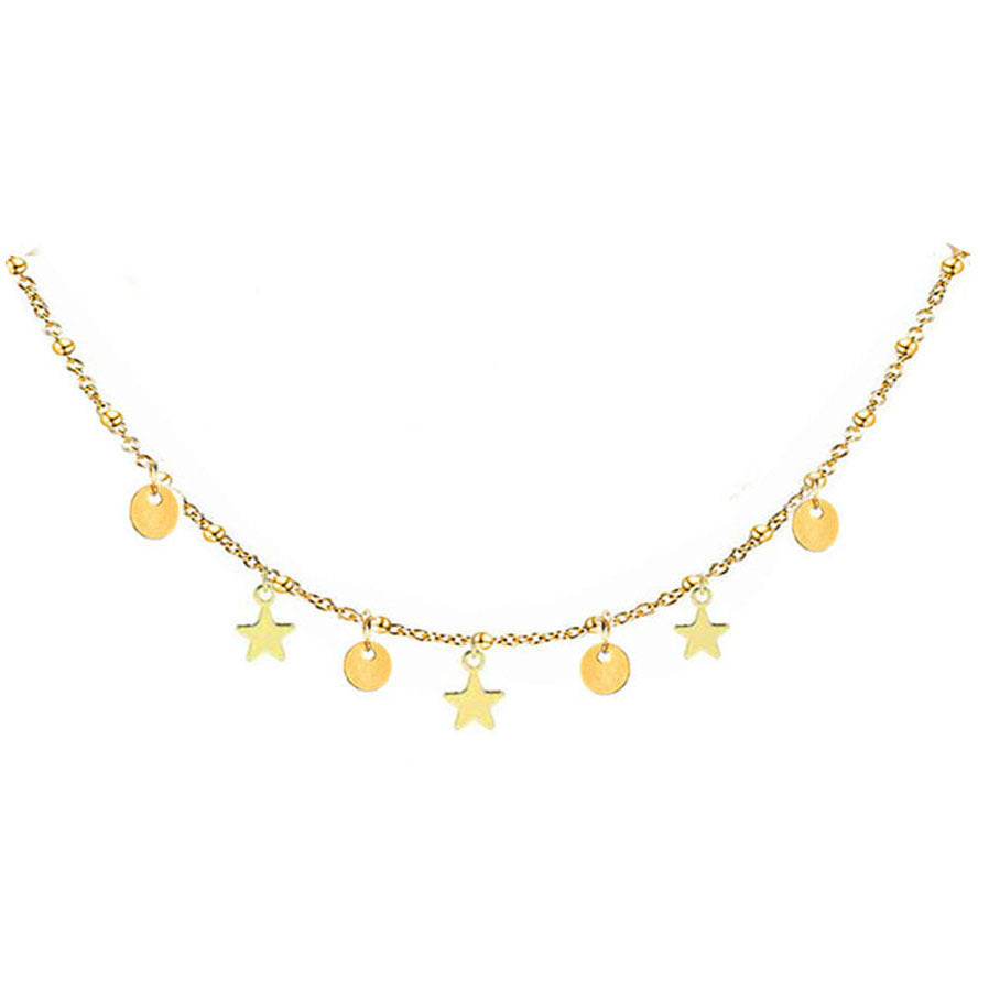 Collar Nuevo de Lentejuelas de Estrella de Acero Inoxidable de 3 Capas con Borlas de Moda Europea y Americana